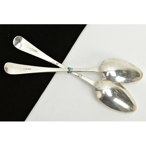 59 - A PAIR OF PROVINCIAL SILVER TABLESPOONS, each of a plain polished design, engraved 'W' initial to th... 