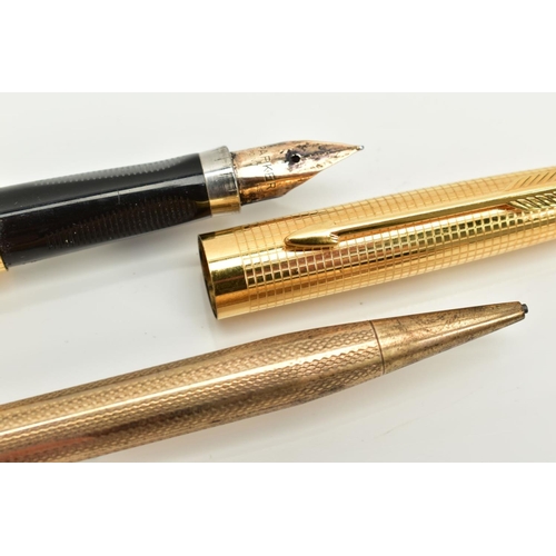 42 - A PARKER '75' 14CT ROLLED GOLD CICELE FOUNTAIN PEN, in almost mint condition, and a rolled gold vint... 