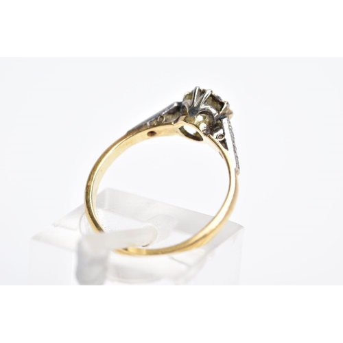 103 - A SINGLE STONE DIAMOND RING, the yellow metal ring set with a round brilliant cut diamond, to the si... 