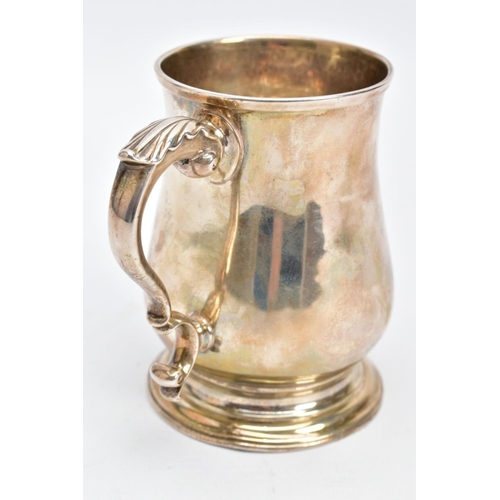 2 - A SILVER GEORGE III TANKARD, of a plain polished design, bell shaped body on a circular base with a ... 