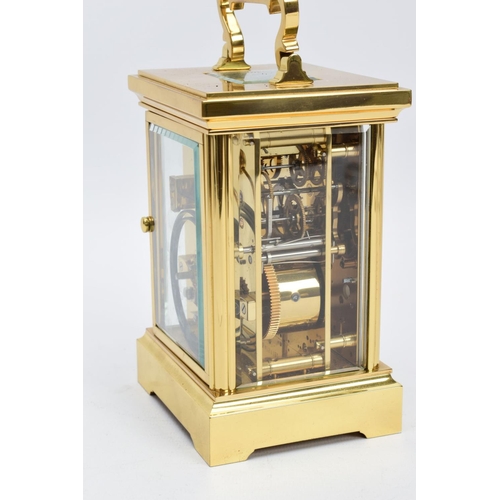 20 - A WOODFORD ENGLISH BRASS STRIKING CARRIAGE CLOCK, white dial with Brequet style hands, Roman numeral... 