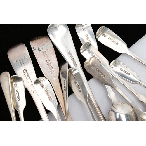 23 - A SELECTION OF SILVER CUTLERY, to include two George III Fiddle pattern forks hallmarked London 1804... 