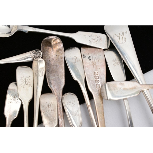 23 - A SELECTION OF SILVER CUTLERY, to include two George III Fiddle pattern forks hallmarked London 1804... 