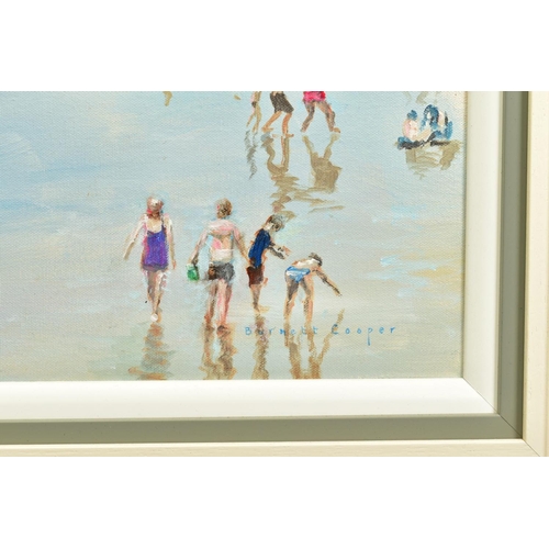 302 - HILARY BURNETT COOPER (BRITISH CONTEMPORARY) 'ENJOYING THE SUMMER SUN', bathers at the beach, signed... 