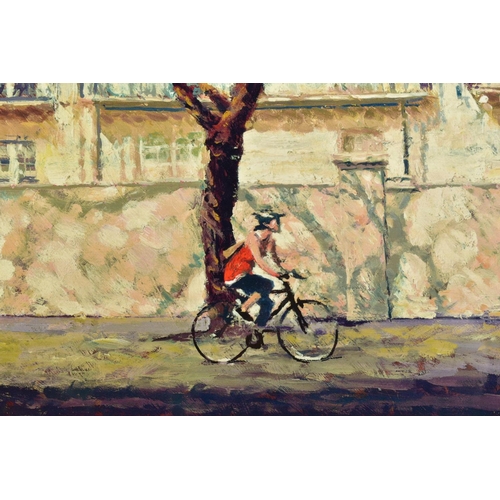 314 - ROLF HARRIS (AUSTRALIAN 1930) 'CYCLIST, BAYSWATER ROAD', a limited edition print, 116/195, signed to... 