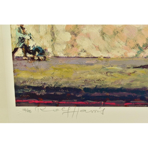 314 - ROLF HARRIS (AUSTRALIAN 1930) 'CYCLIST, BAYSWATER ROAD', a limited edition print, 116/195, signed to... 