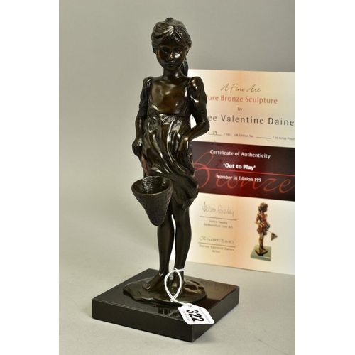 322 - SHERREE VALENTINE DAINES (BRITISH 1959) 'OUT TO PLAY', a limited edition bronze sculpture of a girl ... 