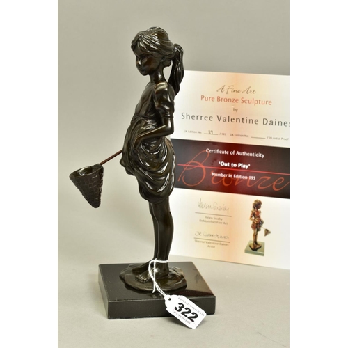 322 - SHERREE VALENTINE DAINES (BRITISH 1959) 'OUT TO PLAY', a limited edition bronze sculpture of a girl ... 