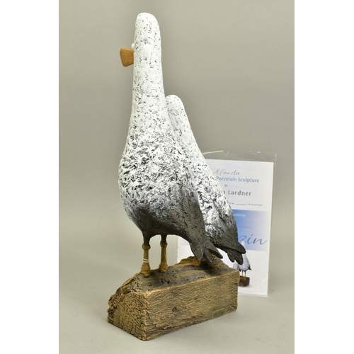 323 - REBECCA LARDNER (BRITISH 1971) 'HOME BIRDS', a limited edition sculpture of two birds, 397/495, impr... 