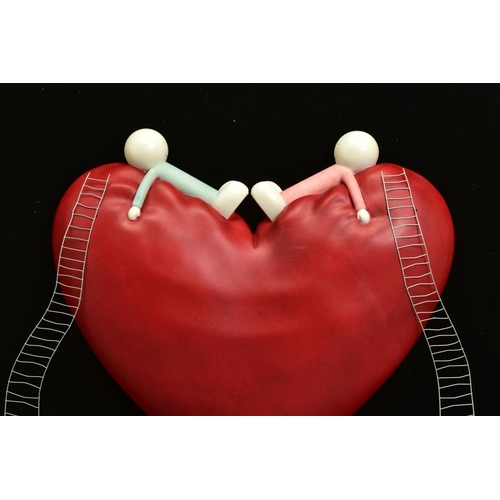 326 - DOUG HYDE (BRITISH 1972) 'HIGH ON LOVE', a limited edition sculpture of two figures on a giant heart... 