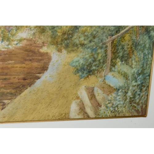 341 - FIVE WATERCOLOUR PAINTINGS, comprising three Archibald Jones landscapes, signed and dated 1912, moun... 