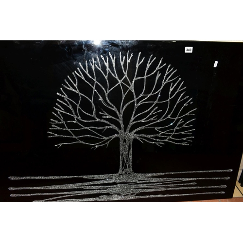 343 - A DECORATIVE MARINOT SILVER GLITTER TREE WALL HANGING, featuring a liquid glass design with Swarovsk... 