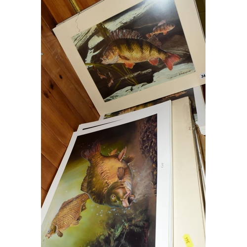 344 - SEVERAL HUNDRED FISH THEMED PRINTS, to include 'British Record Barbel' by Garry Cartwright, with app... 