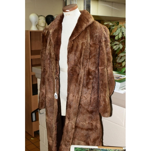 354 - A LADIES FUR COAT, approximate size 14/16, a dark fur stole with head, tail and legs, mink stole wit... 