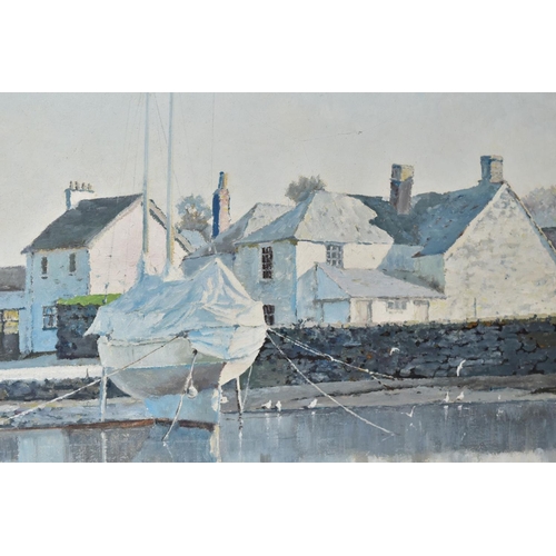 367 - DONALD GREIG (BRITISH 1916-2009) 'TRANQUIL SCENE, FROGMORE CREEK', a view of the village and creek l... 