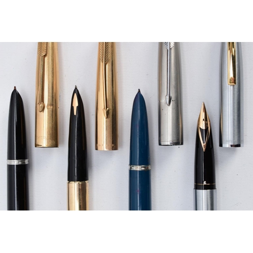 37 - A QUANTITY OF PARKER PENS, A SHEAFFER FOUNTAIN PEN, LIGHTERS etc, to include a rolled gold Parker '6... 