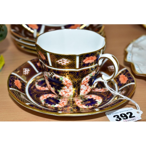 392 - A SET OF SIX ROYAL CROWN DERBY IMARI 1128 SAUCERS AND A CUP, printed and impressed marks, all first ... 