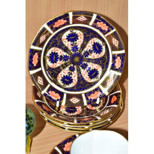 392 - A SET OF SIX ROYAL CROWN DERBY IMARI 1128 SAUCERS AND A CUP, printed and impressed marks, all first ... 