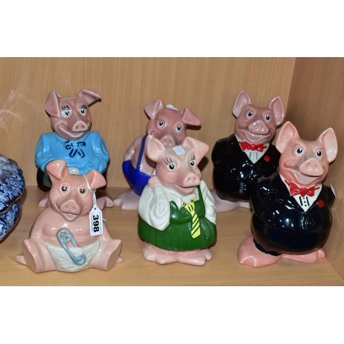 398 - SIX WADE NATWEST PIG MONEY BOXES, duplicate Sir Nathaniel, one chipped to coat tails, all six have t... 