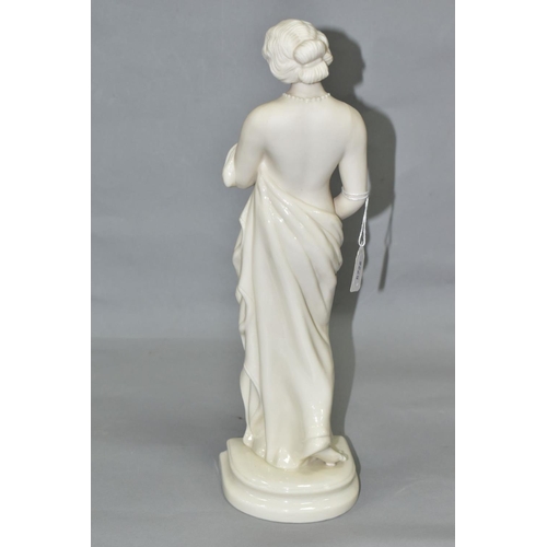 400 - A MID 20TH CENTURY BELLEEK FIGURE OF AFFECTION, a scantily clad lady wearing a string of pearls, mod... 