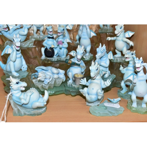 403 - A TUDOR MINT 'ICE DRAGONETS' DISPLAY STAND AND SEVENTEEN DRAGON FIGURES, including Greedy Guts, two ... 