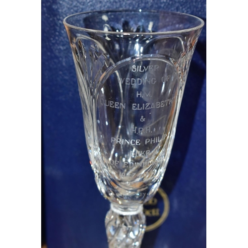 414 - A BOXED LIMITED EDITION WEBB CORBETT SILVER WEDDING TOASTING GOBLET, with certificate numbered 227, ... 