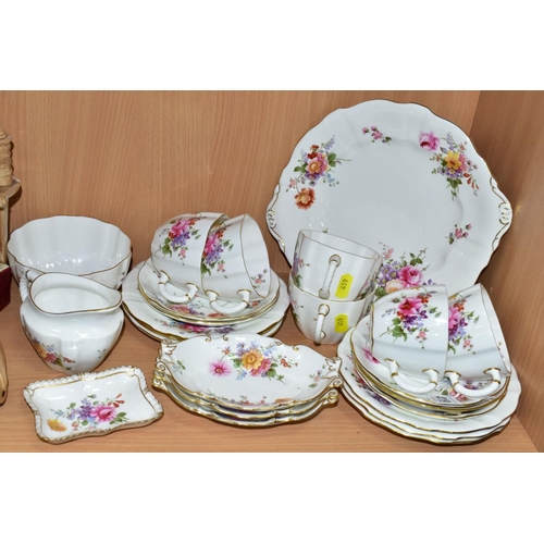 419 - A ROYAL CROWN DERBY POSIES PATTERN PART TEA SET, etc, comprising six cups, five saucers, six tea pla... 