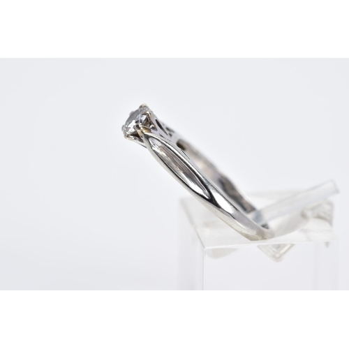 54 - AN 18CT WHITE GOLD SINGLE STONE DIAMOND RING, designed with a claw set round brilliant cut diamond t... 