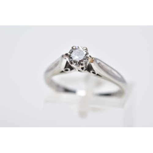 54 - AN 18CT WHITE GOLD SINGLE STONE DIAMOND RING, designed with a claw set round brilliant cut diamond t... 