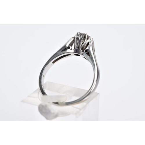 54 - AN 18CT WHITE GOLD SINGLE STONE DIAMOND RING, designed with a claw set round brilliant cut diamond t... 