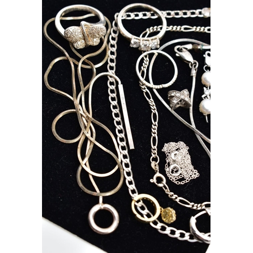 74 - A SELECTION OF WHITE METAL JEWELLERY, to include pieces such as a pair of silver cufflinks each of a... 