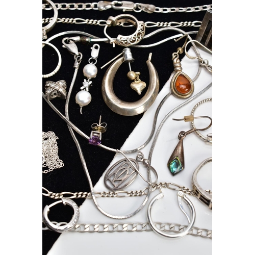 74 - A SELECTION OF WHITE METAL JEWELLERY, to include pieces such as a pair of silver cufflinks each of a... 