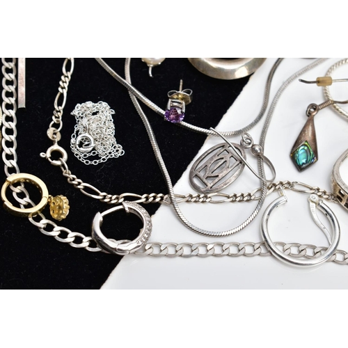 74 - A SELECTION OF WHITE METAL JEWELLERY, to include pieces such as a pair of silver cufflinks each of a... 