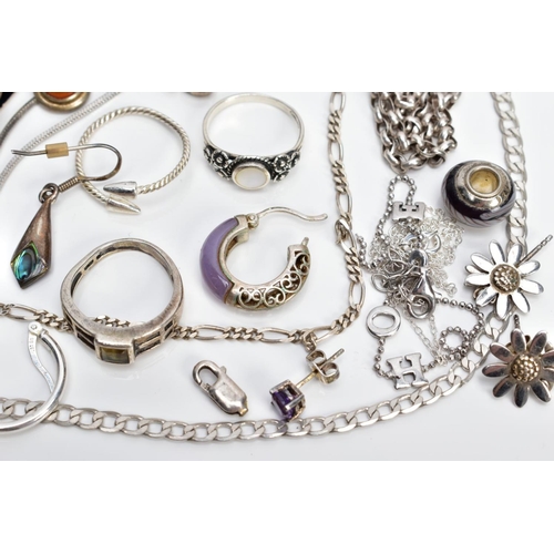 74 - A SELECTION OF WHITE METAL JEWELLERY, to include pieces such as a pair of silver cufflinks each of a... 