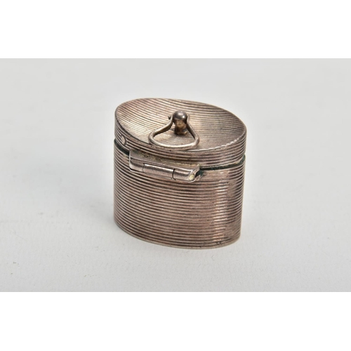 78 - A SILVER SNUFF BOX, of an engine turn design fitted with a suspension ring to the lid, hallmarked Ch... 