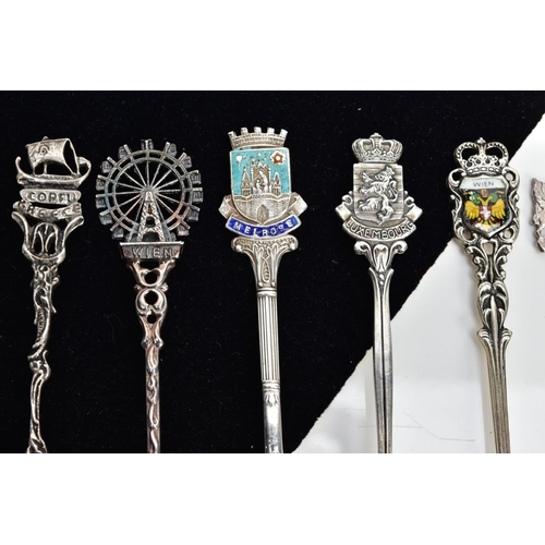 83 - EIGHT ENGLISH AND CONTINENTAL COLLECTABLE SILVER TEASPOONS, of various designs such as a London embl... 