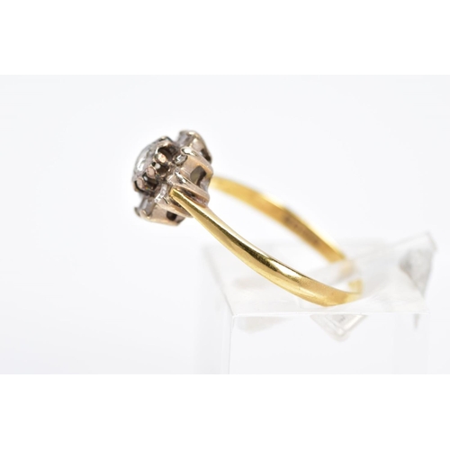 25 - AN 18CT GOLD DIAMOND ROUND CLUSTER RING, estimated round brilliant and eight cut diamond weight 0.30... 