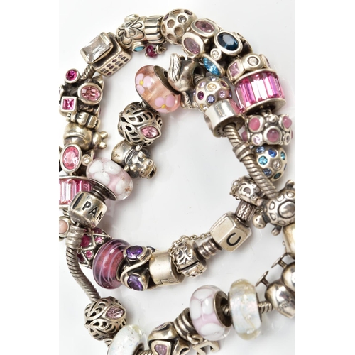 3 - A PANDORA CHARM BRACELET AND ONE OTHER, the Pandora bracelet fitted with sixteen charms in forms suc... 