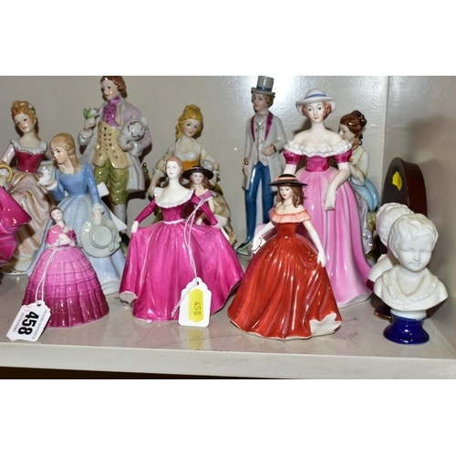 458 - A GROUP OF FOURTEEN FIGURAL ORNAMENTS/BUSTS, including Coalport Wintertime, Ladies of Fashion Alison... 