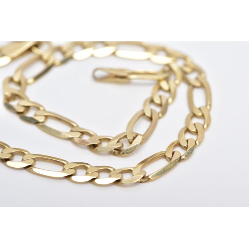 46 - A 9CT GOLD METRIC FIGERO LINK BRACELET, measuring approximately 180mm in length, hallmarked 9ct gold... 