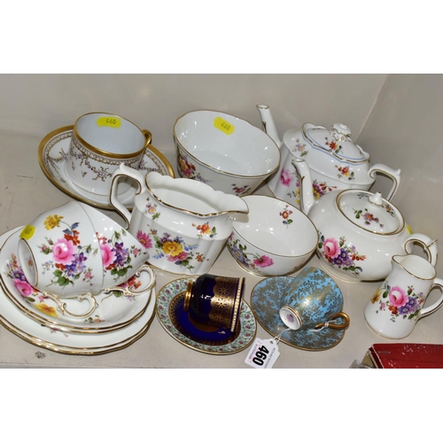 460 - A SMALL QUANTITY OF ROYAL CROWN DERBY 'DERBY POSIES' TEA WARES, comprising a cream jug, a milk jug, ... 