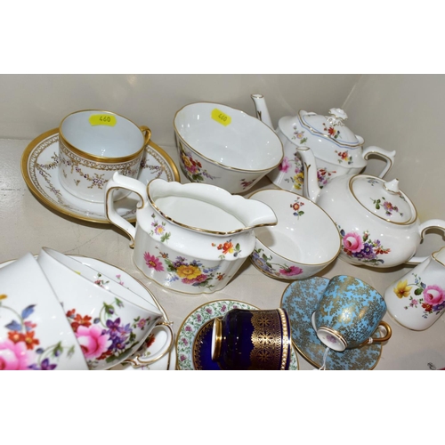 460 - A SMALL QUANTITY OF ROYAL CROWN DERBY 'DERBY POSIES' TEA WARES, comprising a cream jug, a milk jug, ... 