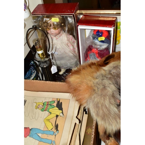 464 - A BOX OF BOOKS, DEBBIE AND BUNTY COMICS, ETC, including modern bisque head costume and collectors do... 