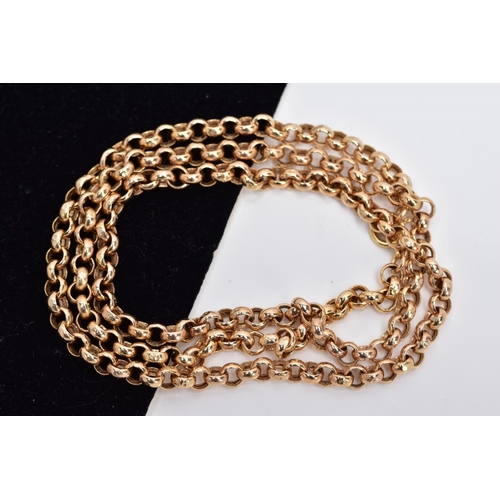 47 - A 9CT GOLD HOLLOW ROUND BELCHER LINK CHAIN, measuring 500mm in length, hallmarked 9ct gold, approxim... 