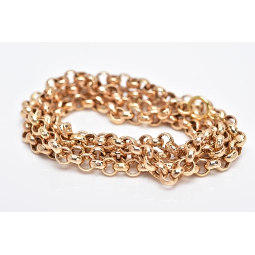 47 - A 9CT GOLD HOLLOW ROUND BELCHER LINK CHAIN, measuring 500mm in length, hallmarked 9ct gold, approxim... 