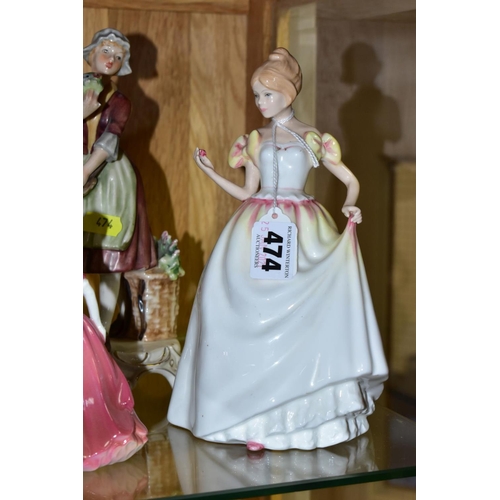 474 - FIGURINES, comprising Royal Doulton Gift of Love HN3427, Fair Lady HN2193, Lavinia HN1955, Goody Two... 