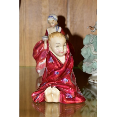 474 - FIGURINES, comprising Royal Doulton Gift of Love HN3427, Fair Lady HN2193, Lavinia HN1955, Goody Two... 