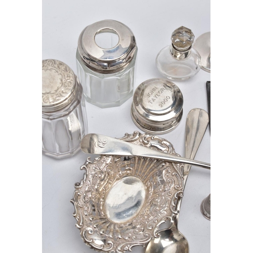 51 - A QUANTITY OF SILVER ITEMS, to include a George III Old English pattern tablespoon engraved initials... 