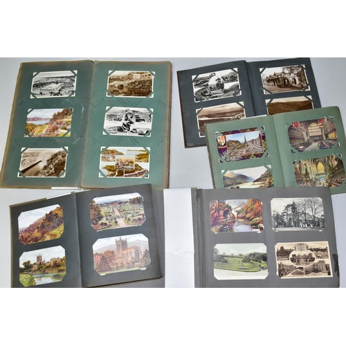 546 - POSTCARDS, five albums containing five hundred and twenty miscellaneous postcards featuring topograp... 