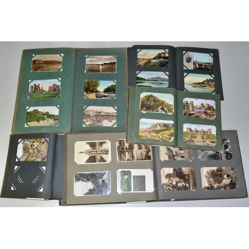 546 - POSTCARDS, five albums containing five hundred and twenty miscellaneous postcards featuring topograp... 